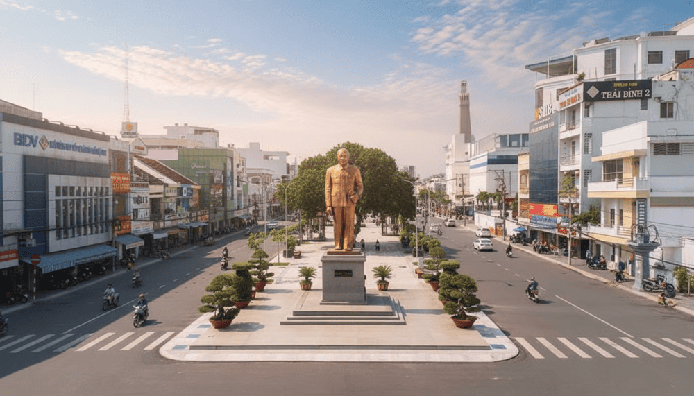 Khu vực phố đi bộ đường Nguyễn Huệ - Nguyễn Huệ vào buổi sáng